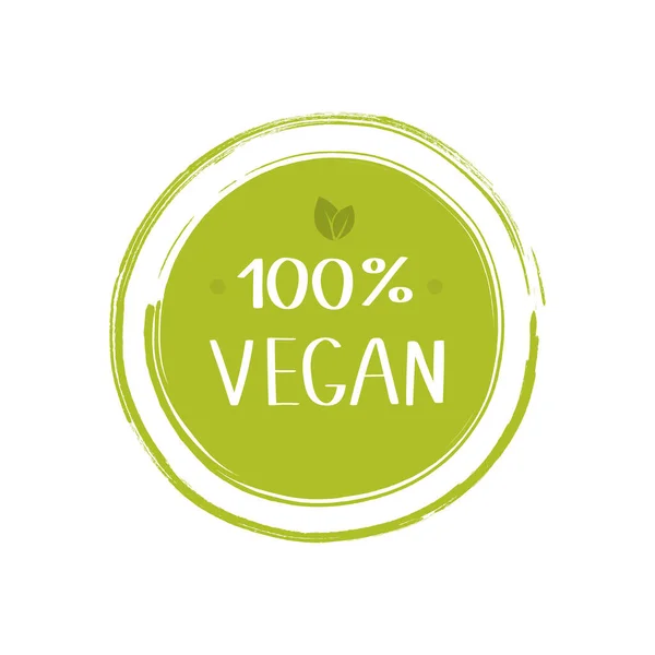 100 Prozent Vegane Lebensmittel Vegetarisch Natürlich Bio Frisch Lebensmittelaufkleber Vektorgrafik — Stockvektor