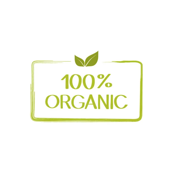 Etiqueta 100 Ecológica Vegetariano Natural Orgánico Fresco Pegatina Alimentos Diseño — Vector de stock