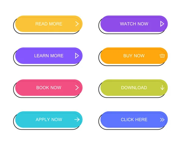 用于网站、移动应用程序和信息图形的一组现代材料样式按钮。五彩缤纷现代矢量插图扁平风格 — 图库矢量图片