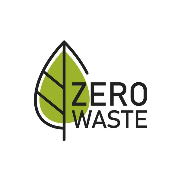 Sıfır atık logo etiketi, çevre koruması. Azalt, tekrar kullan, geri dönüştür. Plastik yok ve yeşil slogan kullan. Vektör illüstrasyonu