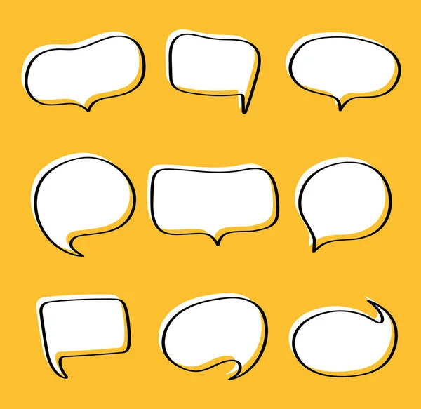 Set Different Hand Drawn Speech Bubble Talk Chat Speak Message — Stock Vector