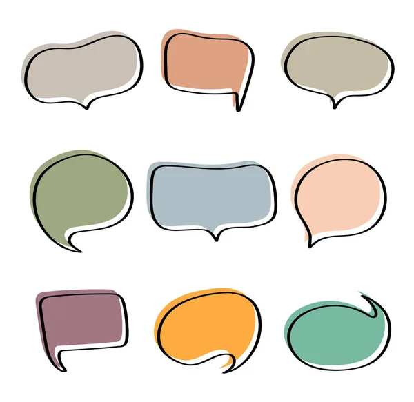 Set Different Hand Drawn Speech Bubble Talk Chat Speak Message — Stock Vector