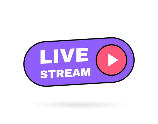 Live Stream Geometric Banner Play Button Isolated White Background Blog — Stock Vector