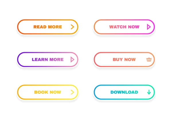 ウェブサイト モバイルアプリ インフォグラフィックのためのモダンな素材スタイルボタンのセット グラデーションの色が違う 現代のベクトル図フラットスタイル — ストックベクタ