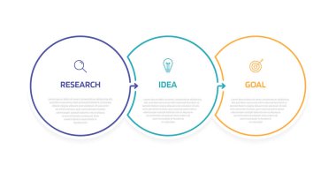 Üç seçenek ya da adımlı iş süreci bilgi şablonu. İnce çizgili modern kağıt tasarımı. Vektör illüstrasyon grafik tasarımı.