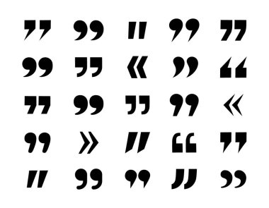 Büyük el çizimi tırnak işaretleri. Alıntı kutularına mesaj atmak için kullan. Vektör illüstrasyonu.