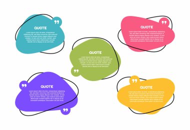 Super set different shape geometric texting boxes. Colored quote box speech bubble. Modern flat style vector illustration. clipart
