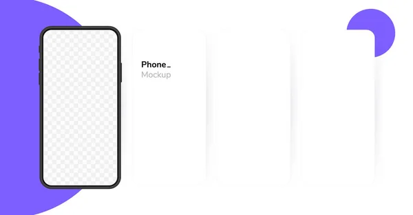 Smartphone Kosong Layar Mockup Telepon Layar Telepon Bergaya Carousel Templat - Stok Vektor