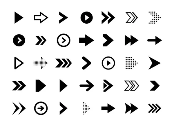 Super Set Different Arrows Mark Flat Style Vector Illustration — Stock Vector