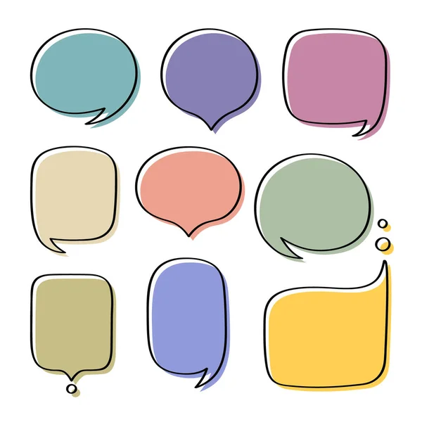 Set Different Hand Drawn Colorful Speech Bubble Talk Chat Speak — Stock Vector