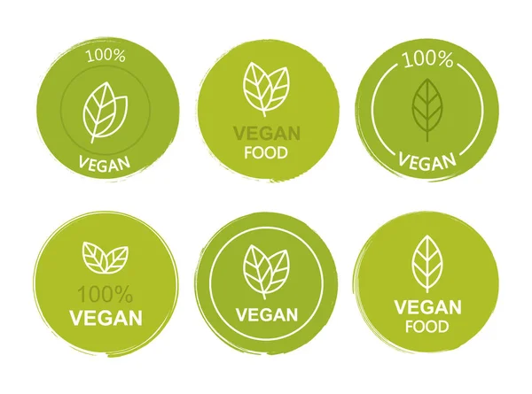 Réglez Icône Végétalienne Plate Sur Fond Blanc Bio Écologie Logos — Image vectorielle