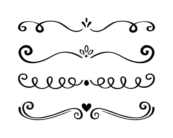 Ornament Hand Drawn Divider Collection Vintage Lines Borders Doodle Design — Stock Vector