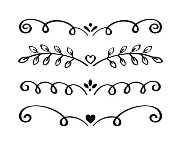 Ornament Hand Drawn Divider Collection Vintage Lines Borders Doodle Design — Stock Vector