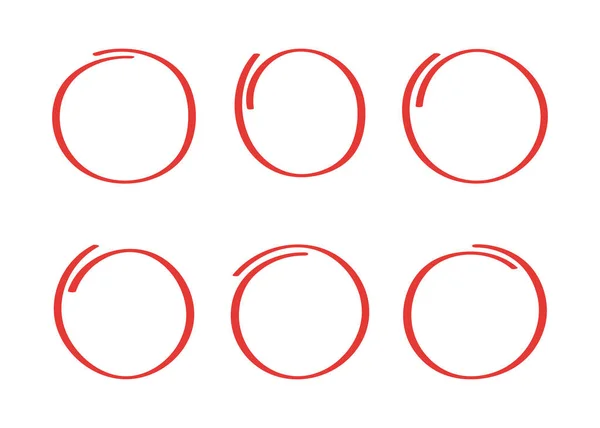 Super Set Disegnato Mano Evidenziare Cerchio Isolato Sfondo Bianco Raccolta — Vettoriale Stock