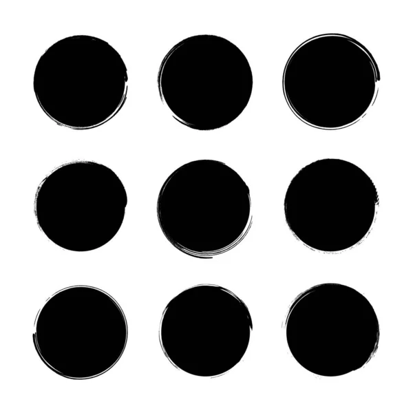 Circle Textured Hand Drawn Abstract Black Ink Strokes Set Isolated — 스톡 벡터