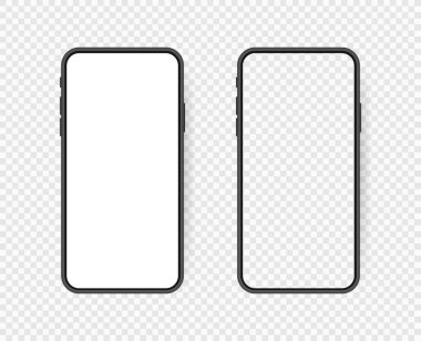 Gerçekçi akıllı telefon boş ekranını ayarla, telefon modelini şeffaf arkaplanda izole et. Bilgi grafikleri veya sunum UI tasarım arayüzü için şablon.