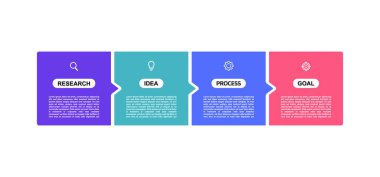 Business process infographic template with 4 options or steps. Flat Vector illustration graphic design. clipart