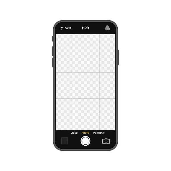 Mobile Phone Camera Interfase Mobile App Aplication Photo Video Screen — Stock Vector