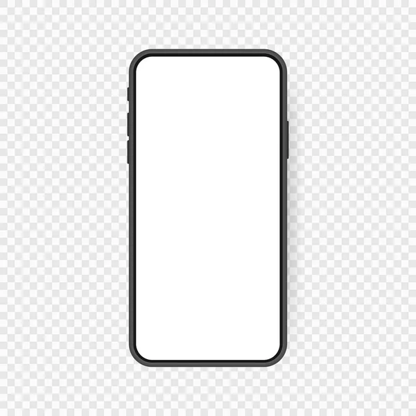 Realistic Smartphone Blank Screen Phone Mockup Isolated Transparent Background Template — Stock Vector