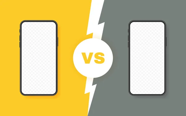 Comparação Dois Smartphones Diferentes Fundo Com Relâmpago Para Comparação Ilustração —  Vetores de Stock