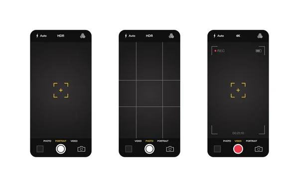 Phone Camera Interface Mobile App Application Photo Video Shooting Vector — Stock Vector