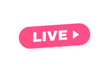 Canlı yayın etiketi. Canlı yayın, yayın ve çevrimiçi yayın için düğme. Modern Vektör illüstrasyonu.