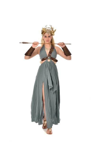 Full Length Portrait Pretty Blonde Lady Wearing Fantasy Toga Gown ...