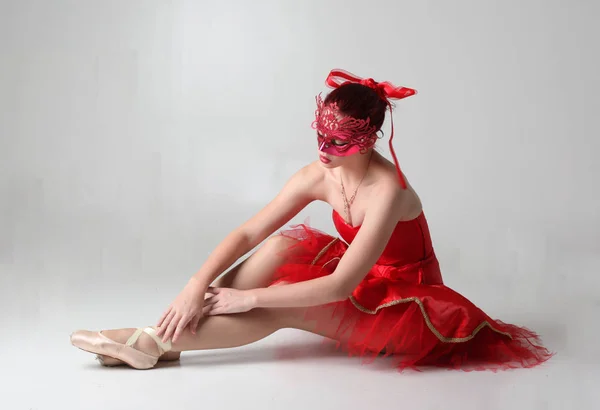 Ritratto Figura Intera Una Ragazza Che Indossa Costume Maschera Ballerina — Foto Stock