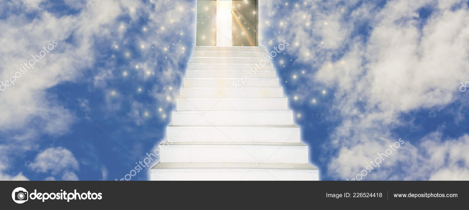 Cloud stairway to Heaven. Stairs in sky. Concept Religion