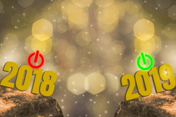 新年の前夜 2018 2019 明るさテーマのゴールド 幸せな新年を輝く黄金光ボケときらびやかな背景 — ストック写真