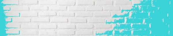 Texture of white brick wall with rough surface is horizontal, Banners for decorating websites or using blank empty ads and copy space. for text,trend color blue splash