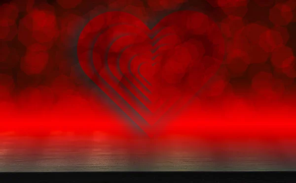 Table Bois Foncé Concept Saint Valentin Amour Coeur Forme Rouge — Photo
