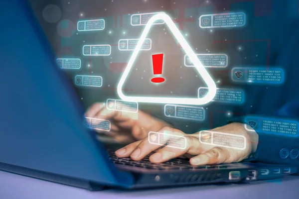 Arka plan simgesi ikili, shiel ile Hacker saldırı dizüstü bilgisayar