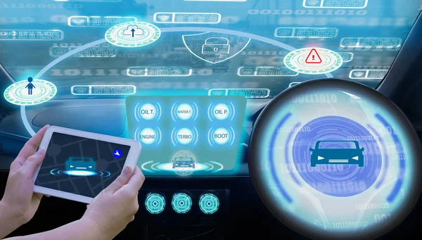 Futuristic vehicle smart car cockpit,graphic user interface(GUI) — Stock Photo, Image