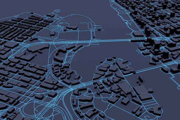 Hava Görüşü Modern Metropolün Gelecekteki Manzarası Gece Mimarisi Akıllı Şehir — Stok fotoğraf