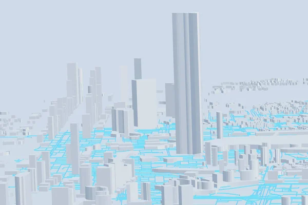 Widok Lotu Ptaka Abstrakcyjny Futurystyczny Krajobraz Mega Miasta Metropolii Budynek — Zdjęcie stockowe