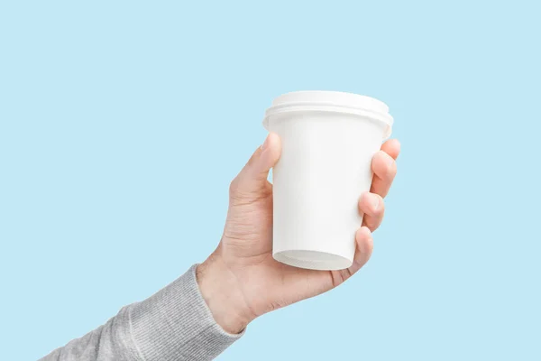 Paper Cup Coffee Hand White Paper Cup Coffee Hand Mock Stock Photo