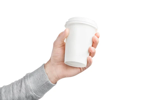 Paper Cup Coffee Hand White Paper Cup Coffee Hand Mock Stock Image