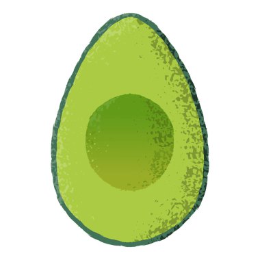 Vektör çizim dokulu bir avokado yarısını kaldırıldı pip ile izole.