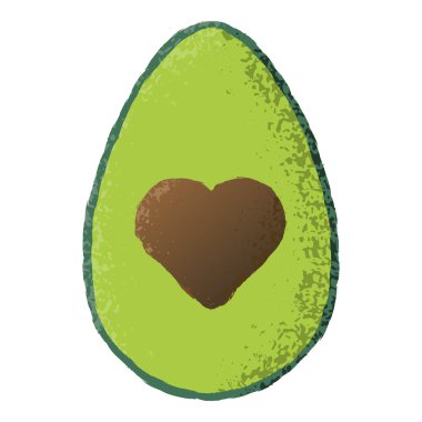 Vektör çizim dokulu bir avokado yarısını kaldırıldı pip ile izole.
