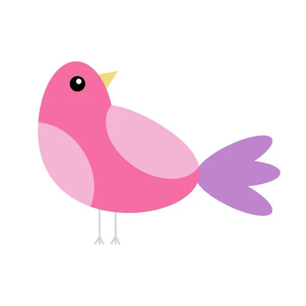 Illustration Vectorielle Simple Oiseau Isolé Rose Violet — Image vectorielle
