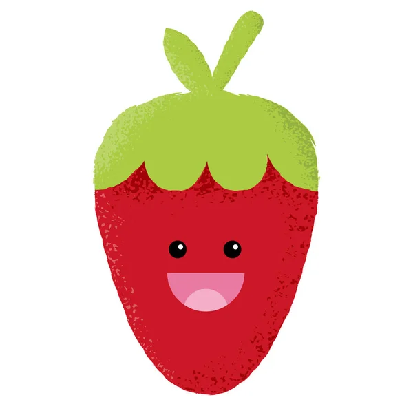 一个孤独可爱的草莓性格的纹理矢量插图与快乐的脸 — 图库矢量图片