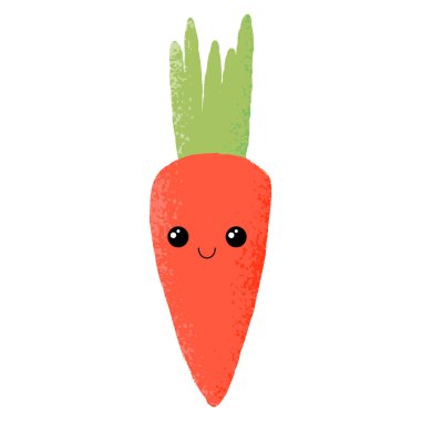 Mutlu bir yüz bir izole şirin havuç karakterle dokulu vektör çizim.