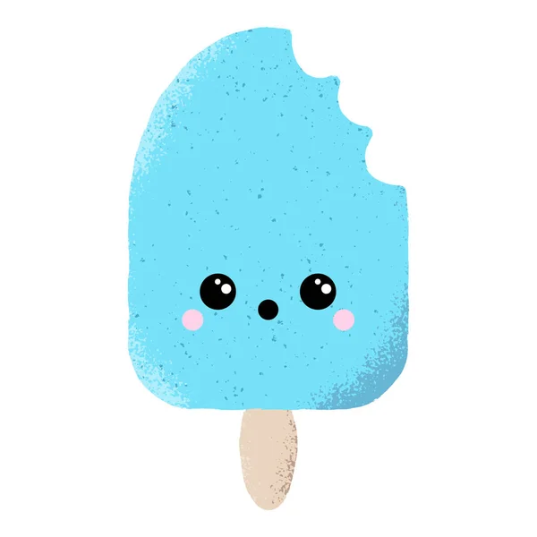 Ilustración Vectorial Texturizada Personaje Paleta Hielo Azul Brillante Aislado Con — Archivo Imágenes Vectoriales