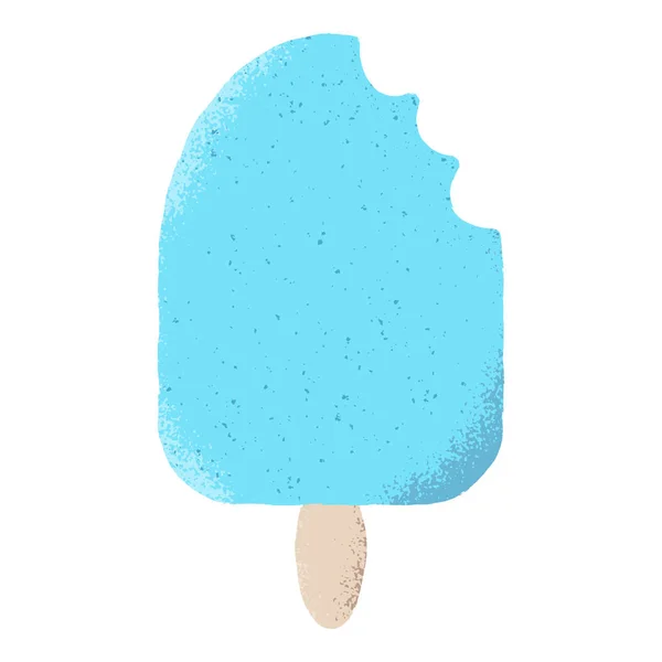 Текстурированная Векторная Иллюстрация Изолированного Синего Ледяного Ледяного Эскимо Укусом Полученным — стоковый вектор