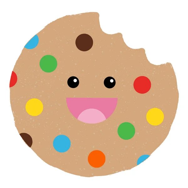 Текстуровані Векторні Ілюстрації Ізольованого Барвистого Шоколадного Печива Печивом Щасливим Обличчям — стоковий вектор