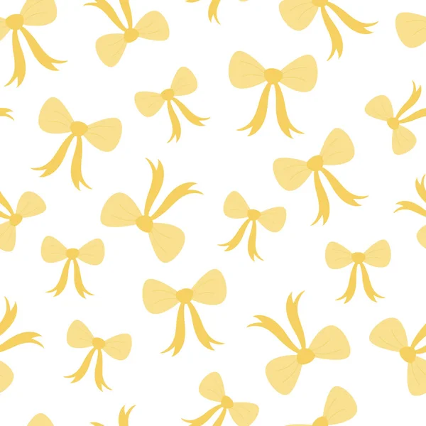 Vector Seamless Pattern Pretty Yellow Bows Scattered White Background Great — Stock Vector