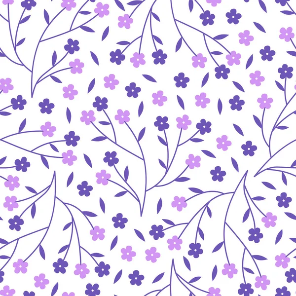在树枝上的微小的粉红色和紫色的樱花开花的矢量无缝模式 为家庭装饰面料 儿童纺织品和园艺产品的伟大 — 图库矢量图片