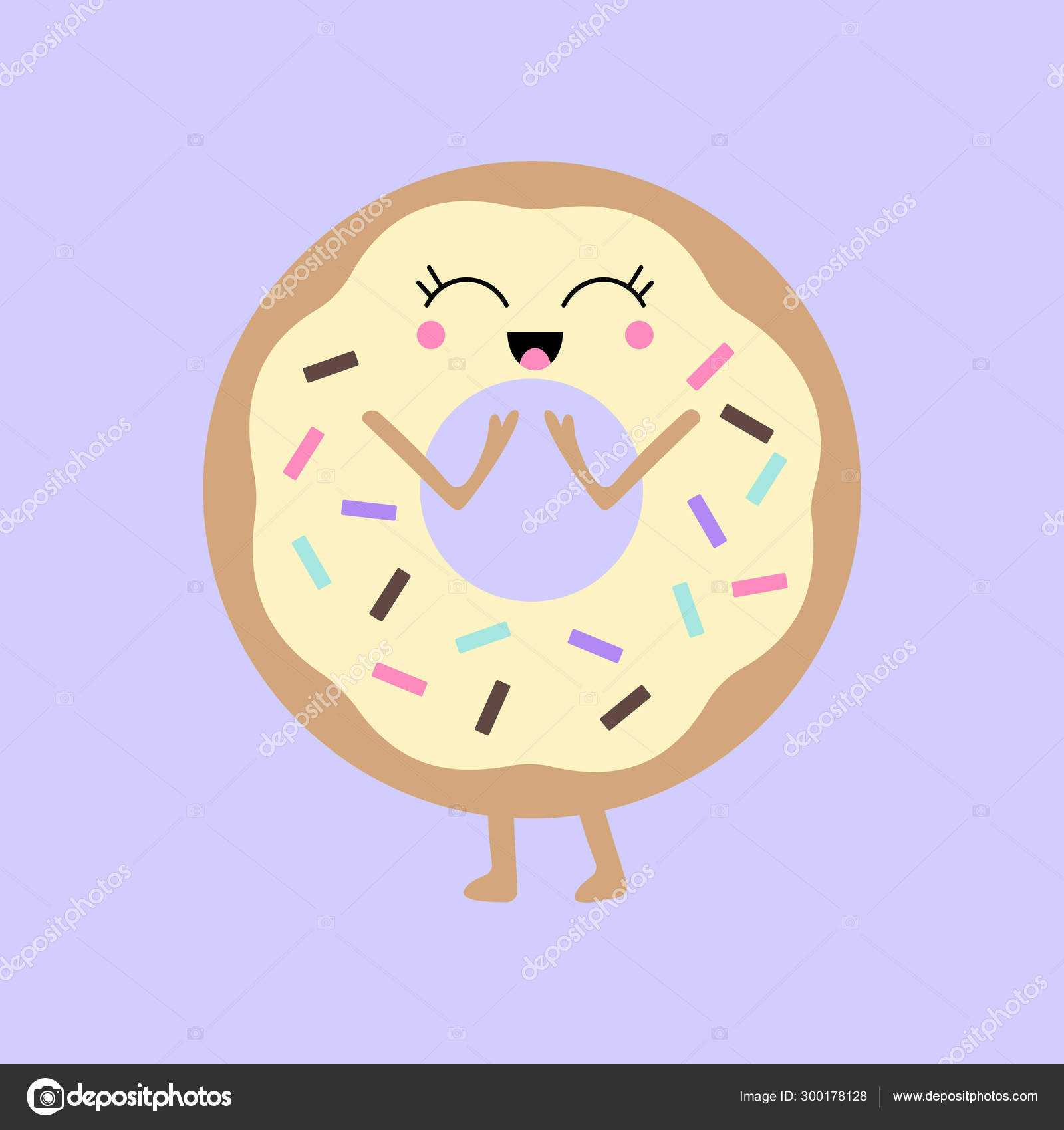 Vektor Illustration Eines Kawaii Donuts Mit Einem Niedlichen Glücklichen  Gesicht Stock-Vektorbild von ©minimolestudio 300178128, image size:1600x1700