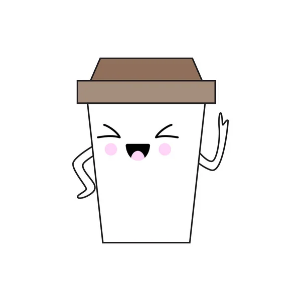 Ilustración Vectorial Expresivo Personaje Taza Café Kawaii — Archivo Imágenes Vectoriales